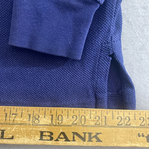 Vintage Polo Ralph Lauren Rugby Shirt Mens L Long Sleeve Blue #8 Crest Flaw* - Picture 13 of 14